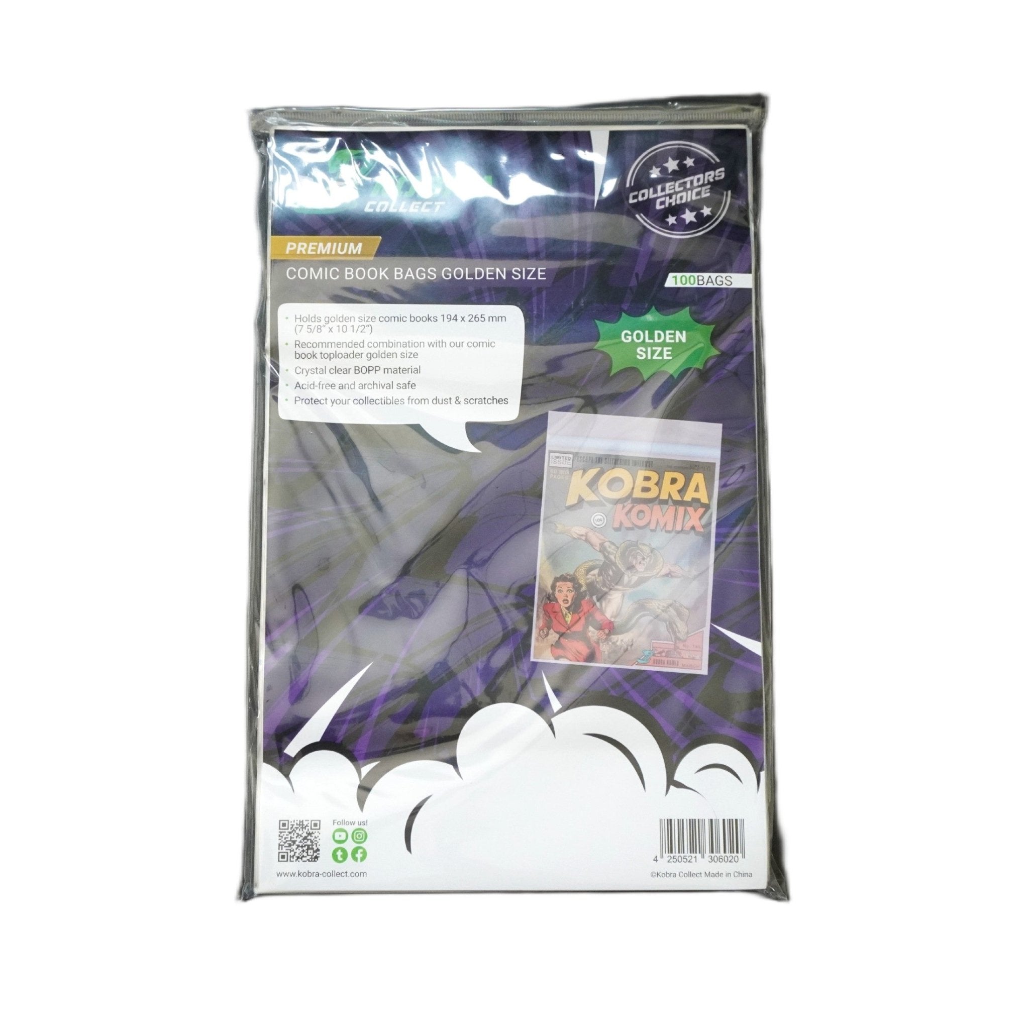 Kobra Collect Comic Book Bags Golden Size 100Stk – bei Habibicards kaufen