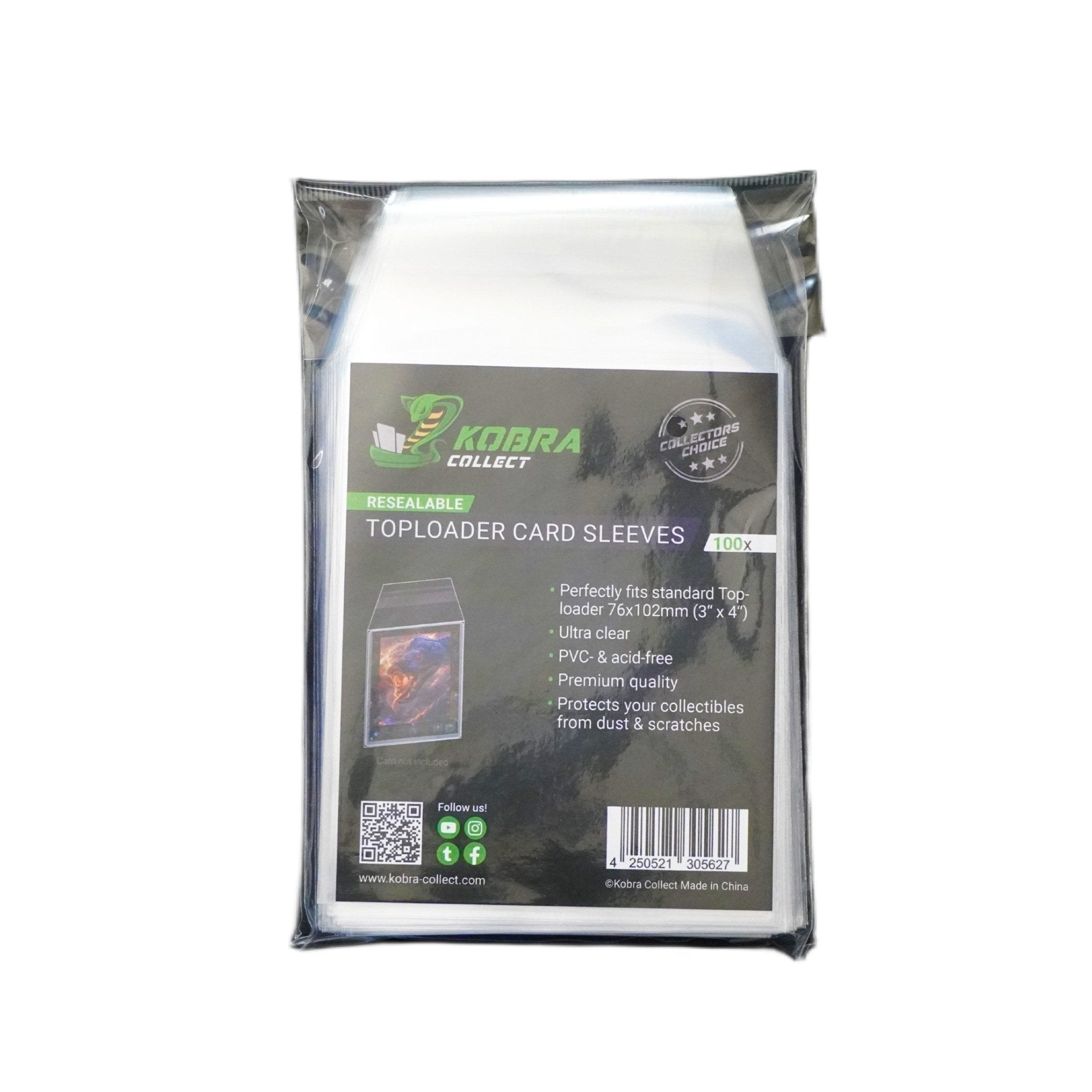 Kobra Collect Resealable Toploader Sleeves Innenansicht – 100 wiederverschließbare Kartenhüllen für Toploader | optimaler Schutz für Sammelkarten, Trading Cards & TCG Kollektionen