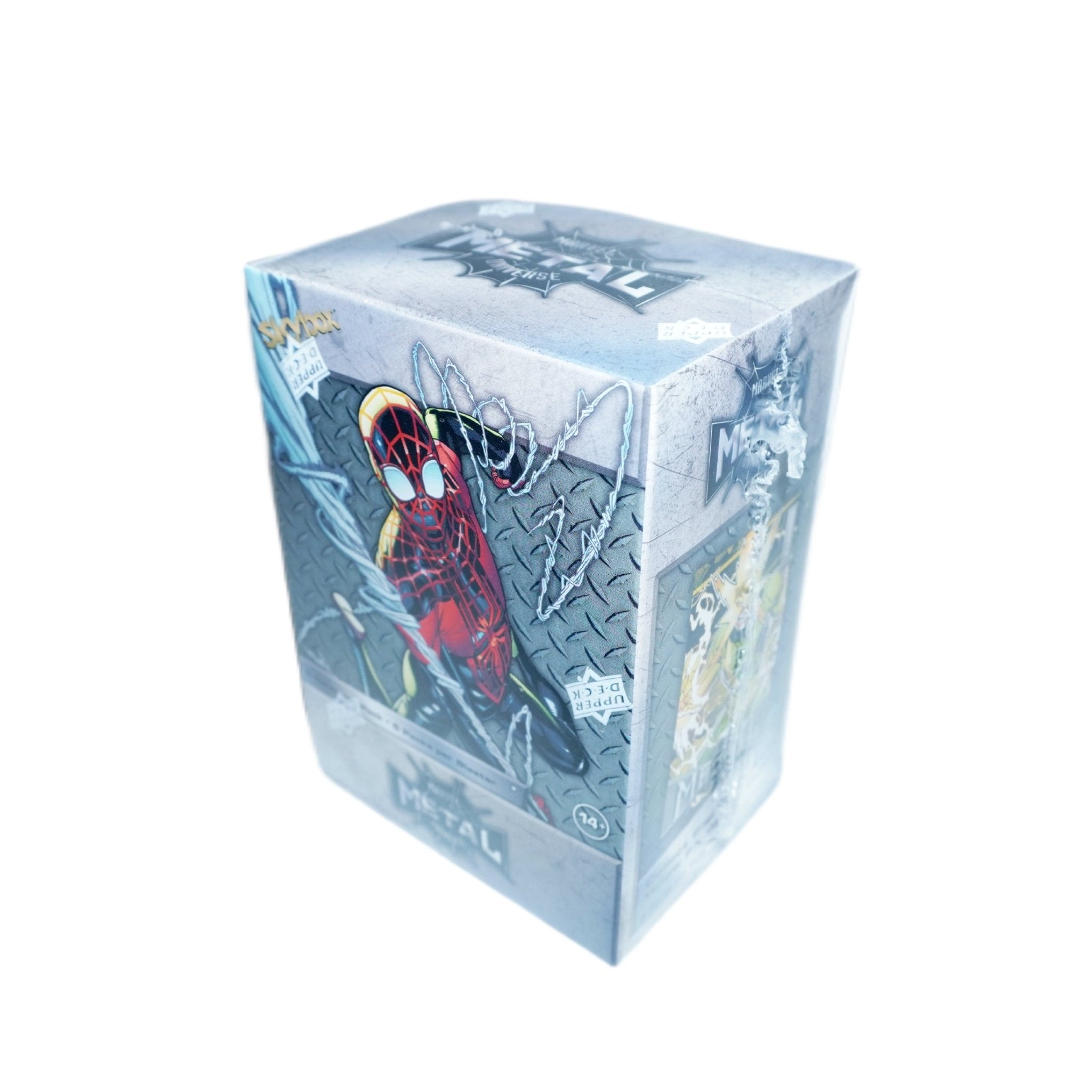 Metal Universe Spider-Man Blaster Box 2022 Rückseite – originale Upper Deck Marvel Sammelkarten mit Spider-Man Motiven, Parallels und Collectors Inhalt kaufen bei Habibicards