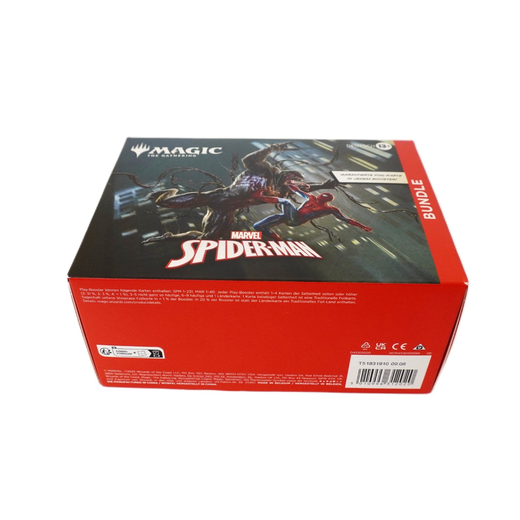 Linke Seitenansicht MTG Marvel’s Spider-Man Bundle – deutsche Sammelbox mit Boostern bei Habibicards