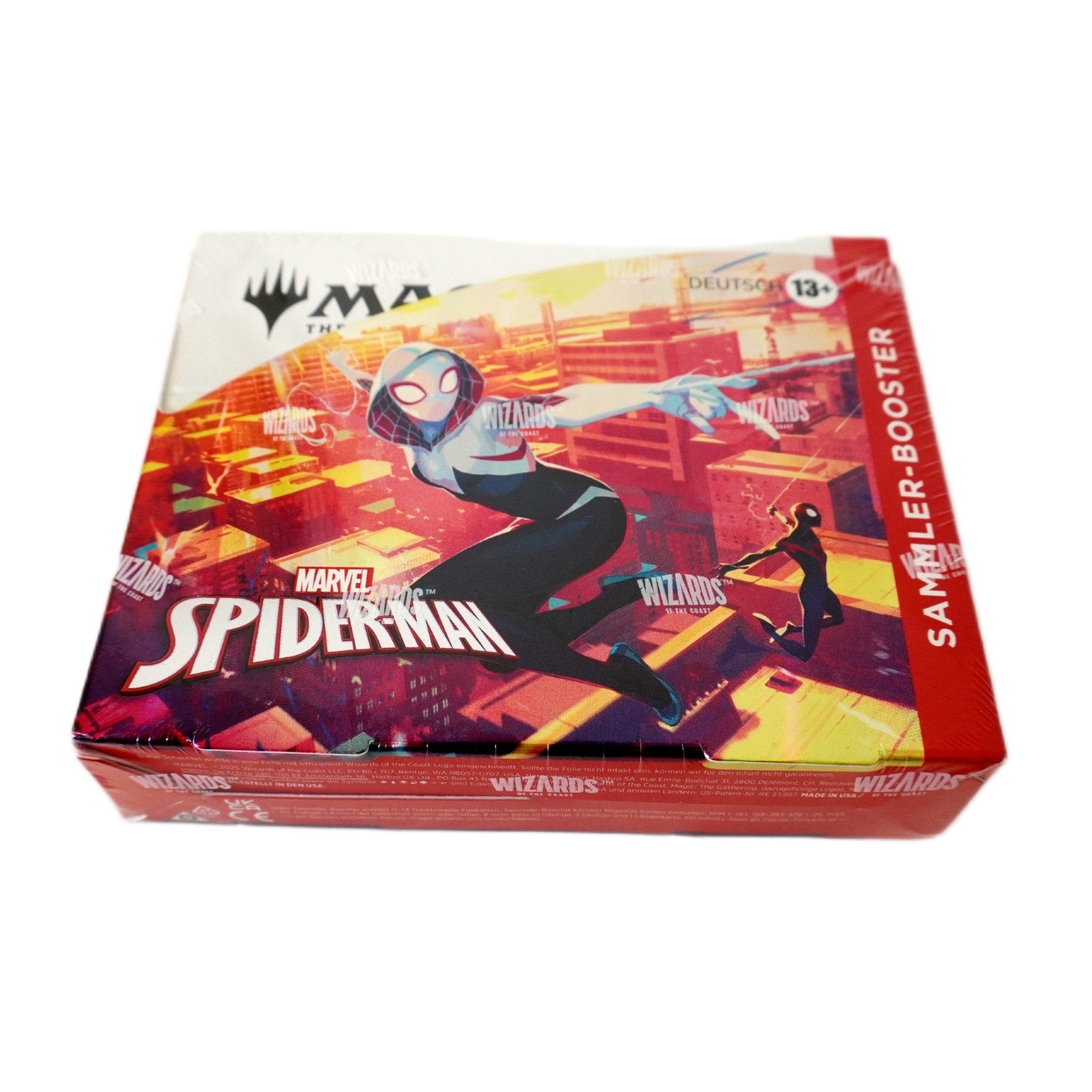Linke Seitenansicht MtG Marvel’s Spider-Man Collector Booster Display – deutsche Sammlerbox bei Habibicards