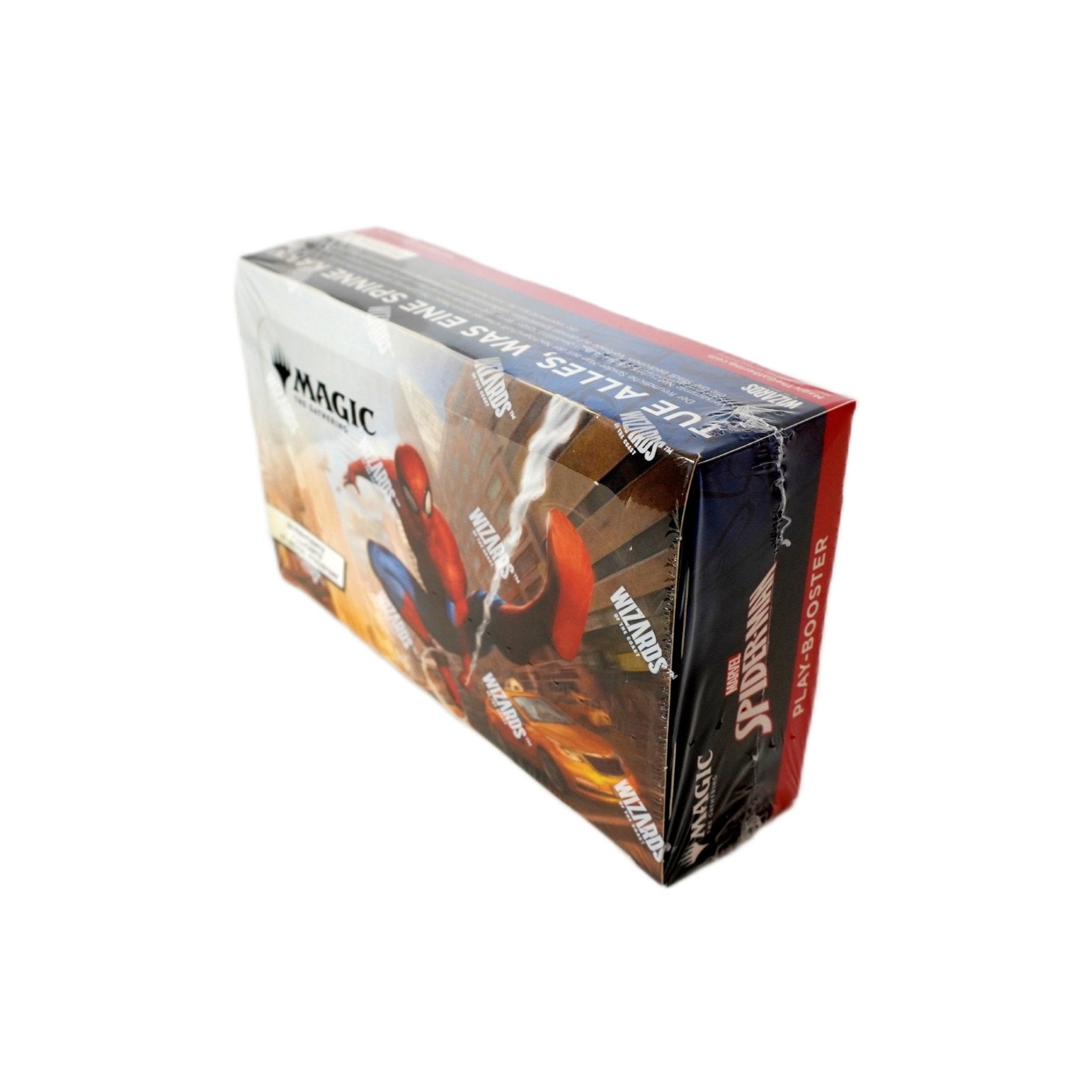 Seitenansicht MTG Marvel’s Spider-Man Play Booster Display (DE) – offizielles Magic the Gathering TCG Display bei Habibicards