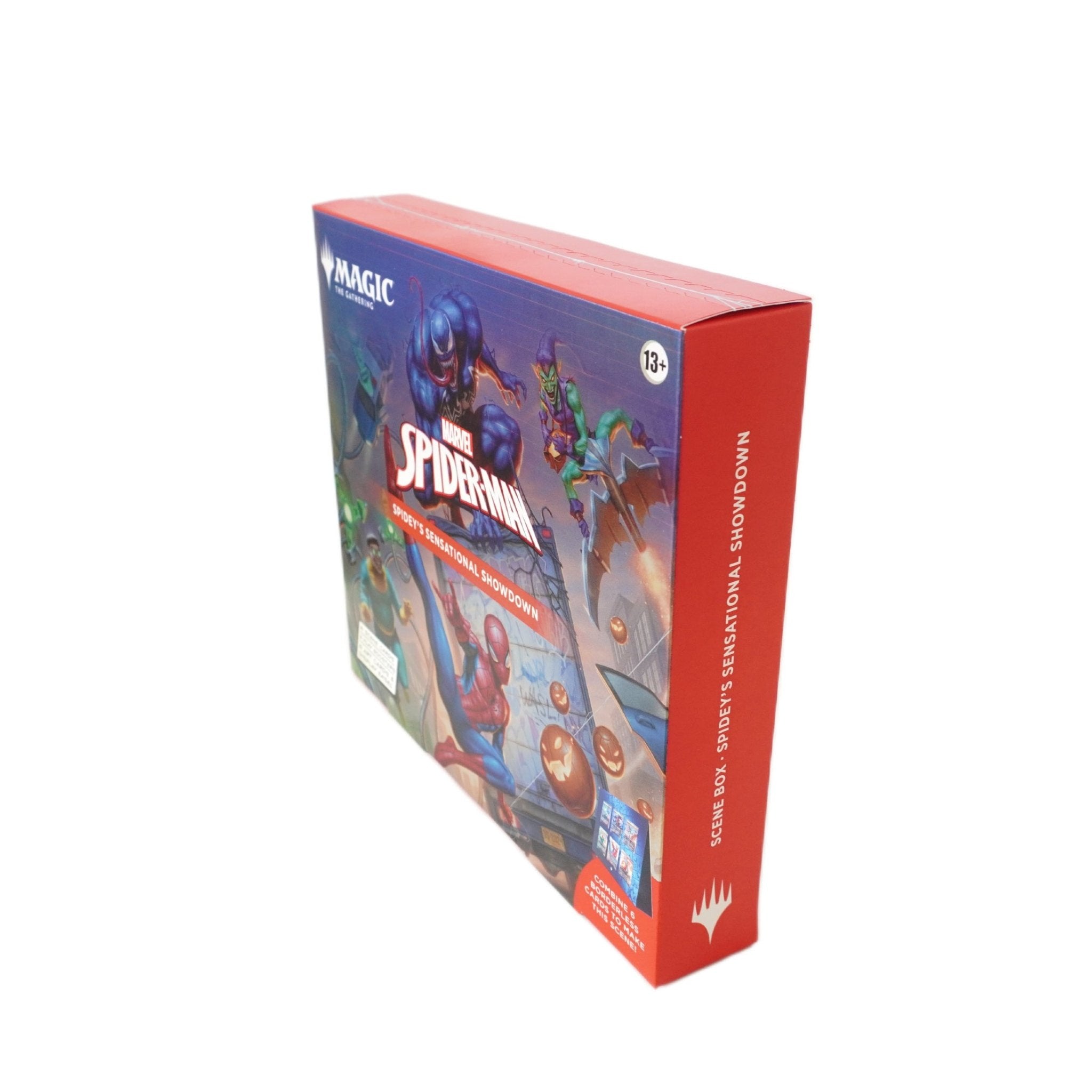 Seitenansicht MTG Marvel’s Spider-Man Scene Box – offizielles Magic the Gathering TCG Produkt bei Habibicards