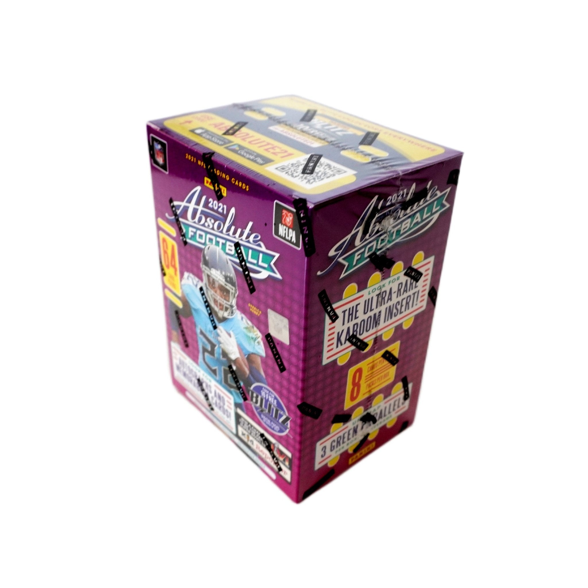 2021 Panini Absolute Football Blaster Box Rückseite – detaillierte Übersicht aller enthaltenen NFL Sammelkarten, offizielles Panini Absolute Football Trading Cards Set 2021 entdecken und online kaufen
