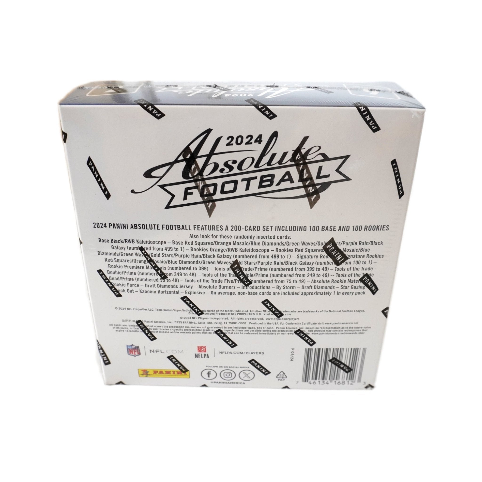 Panini Absolute Football 2024 NFL Mega Box Seitenansicht links – originale Panini NFL Trading Cards Box mit exklusiven Absolute Football Sammelkarten, offizielles TCG Mega Display 2024 günstig online bestellen