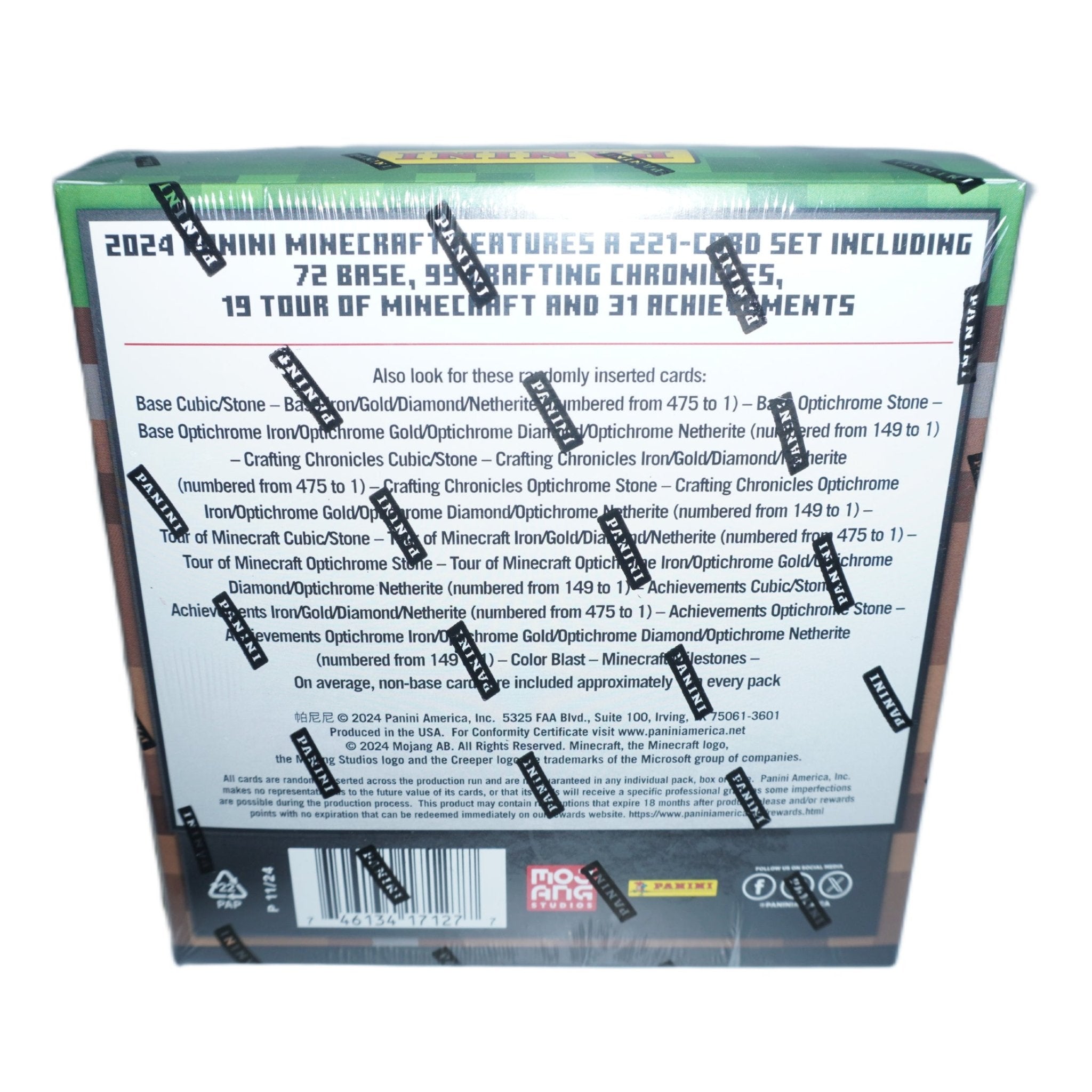 Panini Minecraft Mega Box 2024 linke Seite – offizielle Panini Sammelkarten Box mit exklusiven Parallels & Boosterpacks kaufen bei Habibicards