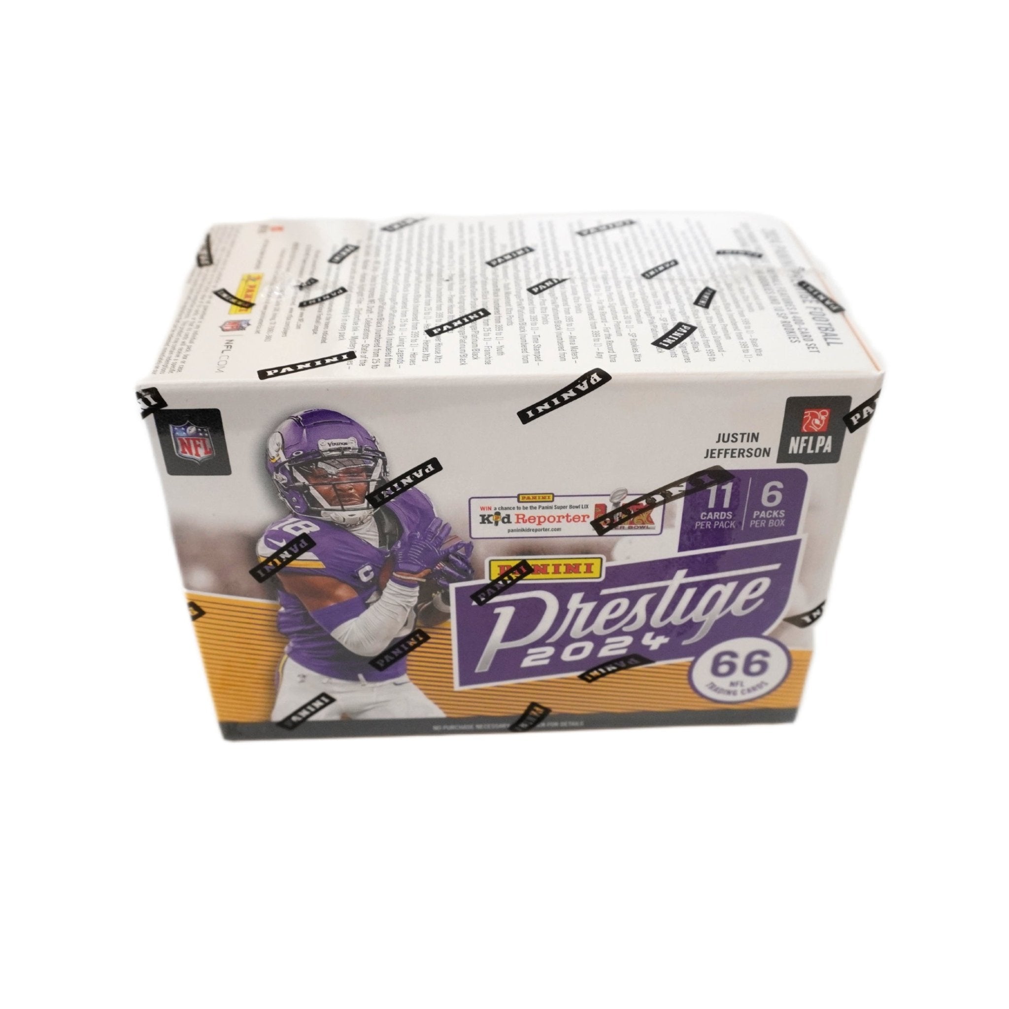 Panini Prestige Football 2024 NFL Blaster Box Seitenansicht links – originale Panini NFL Trading Cards Box mit exklusiven Prestige Football Sammelkarten, offizielles TCG Display 2024 günstig online bestellen