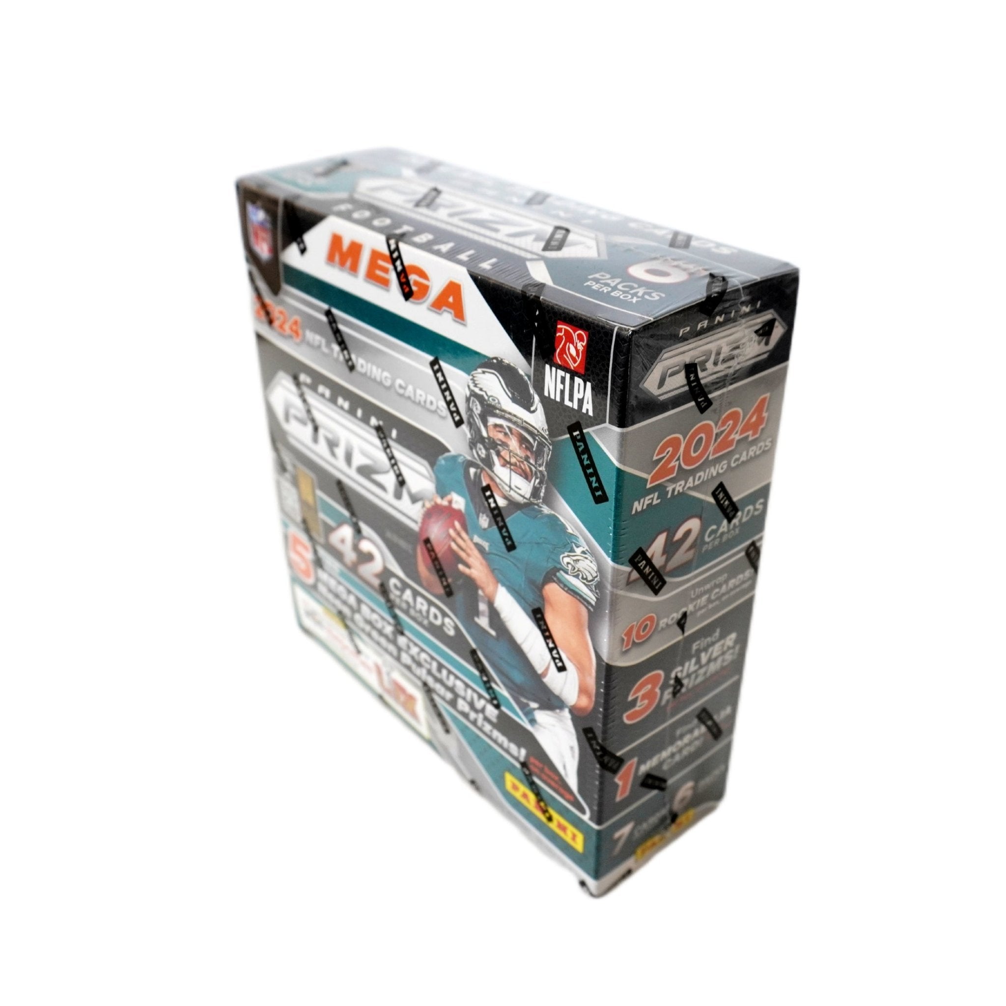 Panini Prizm Football 2024 NFL Mega Box rechte Seite – originale Football Sammelkarten Box, offizielles Panini Prizm Trading Cards TCG Mega Display 2024 online bestellen