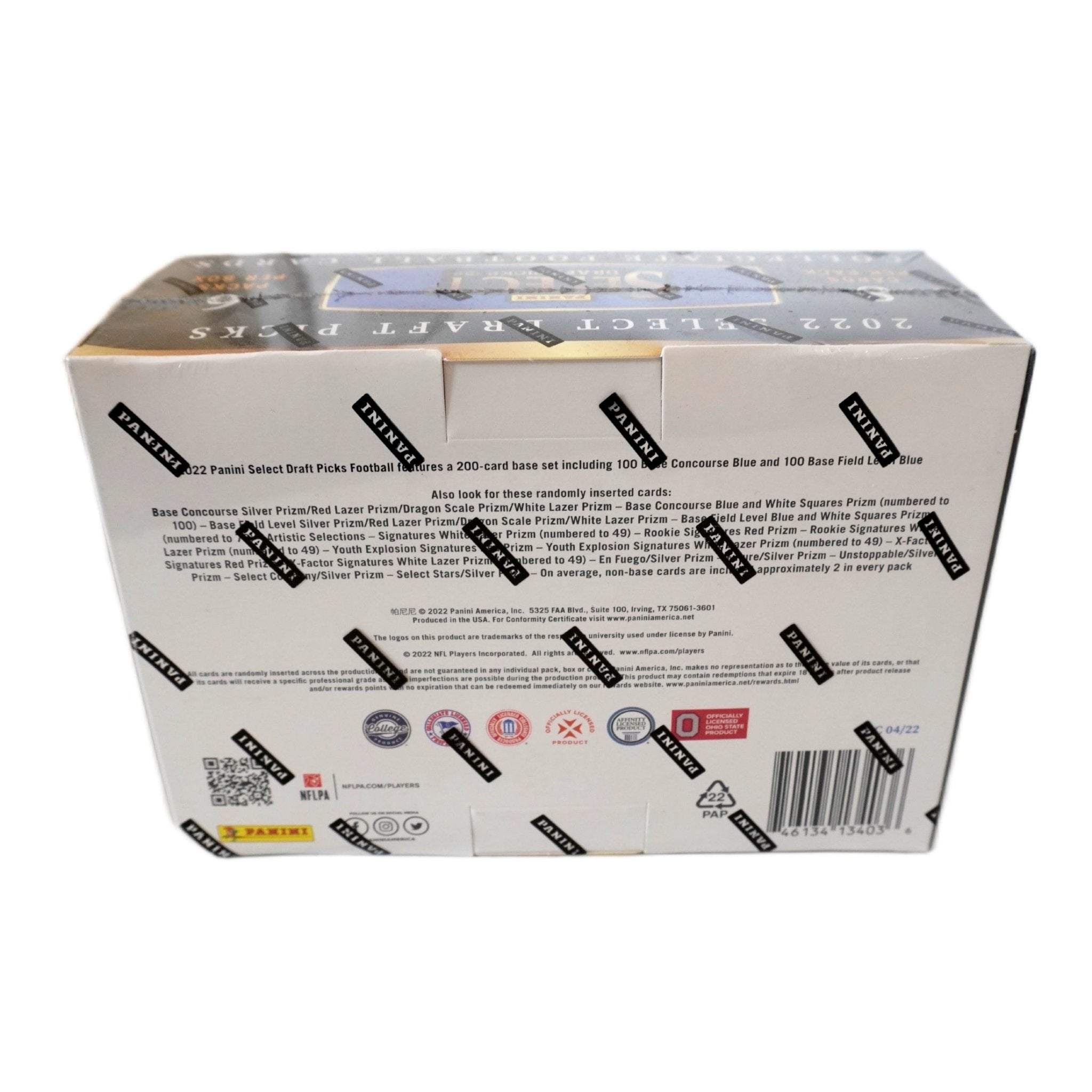 2022 Panini Select Draft Picks Football Mega Box rechte Seite – originale Football Sammelkarten Box mit White Lazer Prizms, offizielles Panini Select Draft Picks Trading Cards TCG Display 2022 online bestellen
