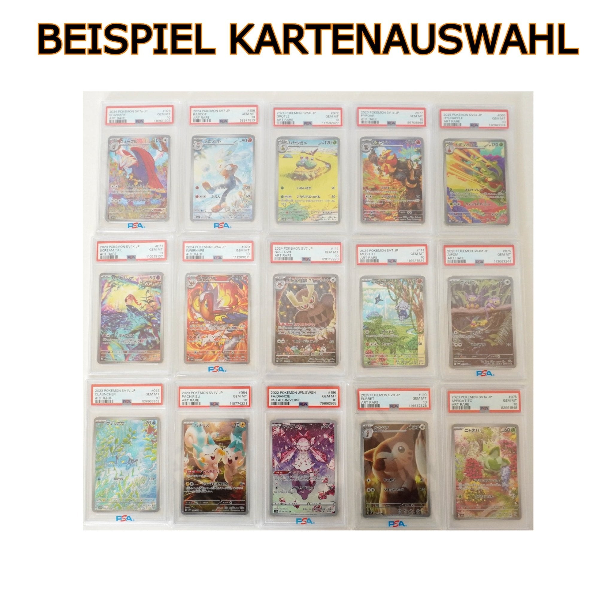 Pokémon AR PSA 10 – zufällige japanische gegradete Sammelkarte im PSA Case, Beispielbild bei Habibicards