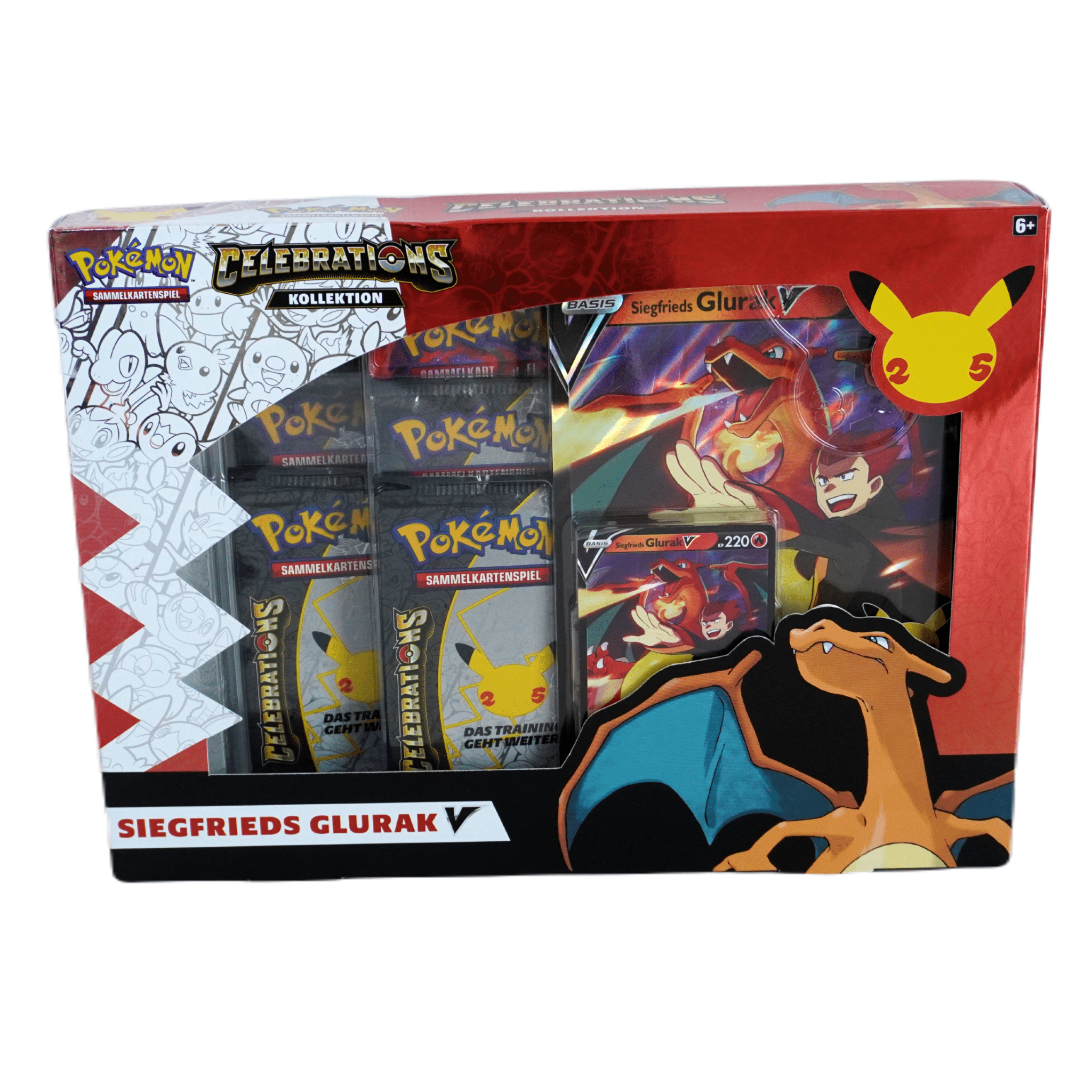 Pokémon Celebrations Siegfrieds Glurak V Vorderseite – deutsche Promo Sammelkarte zum 25. Jubiläum, exklusiv bei Habibicards kaufen