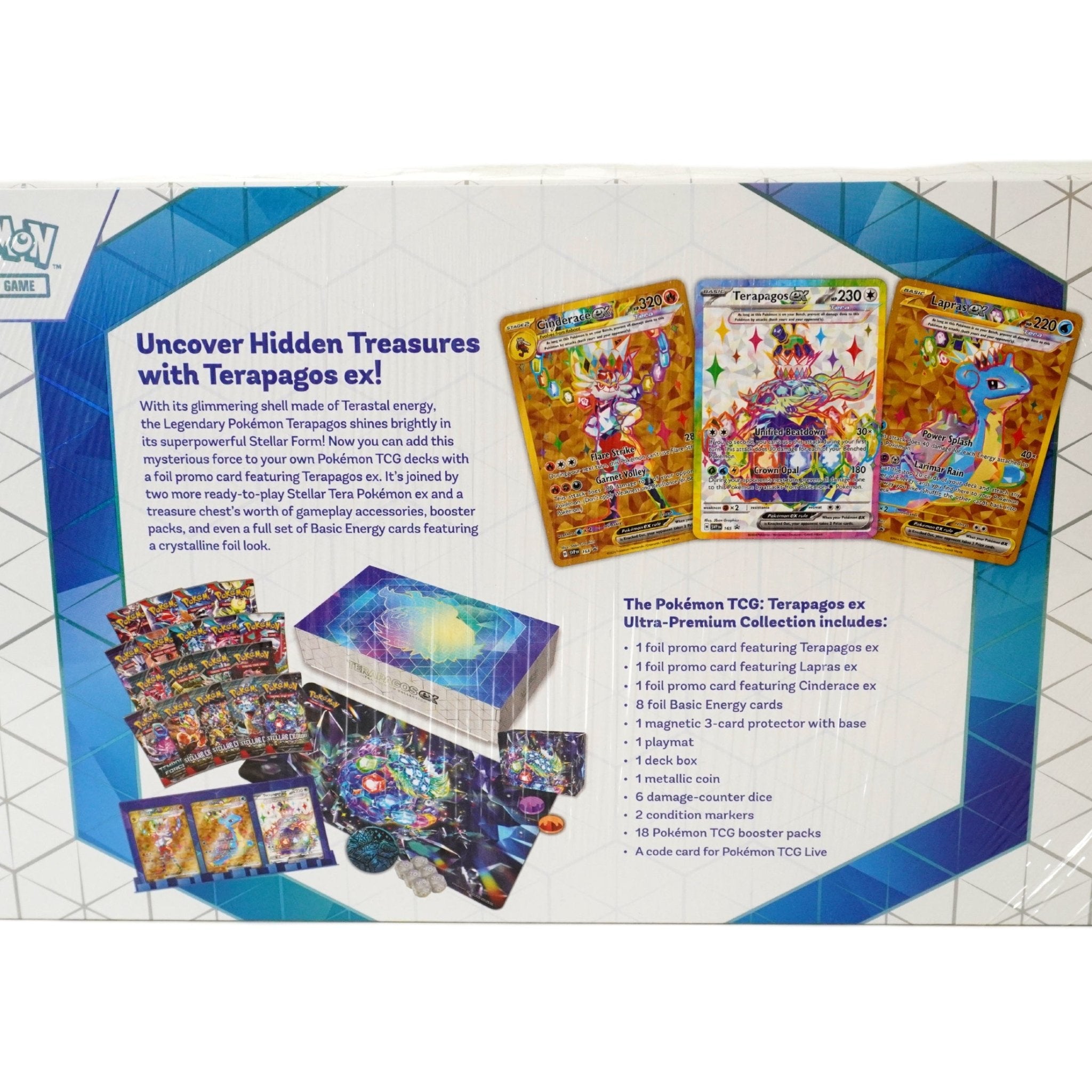 Pokémon Terapagos Ultra Premium Collection Rückseite – englische Pokémon Premium Box mit exklusiven Karten, Boostern und Sammler-Highlights kaufen bei Habibicards