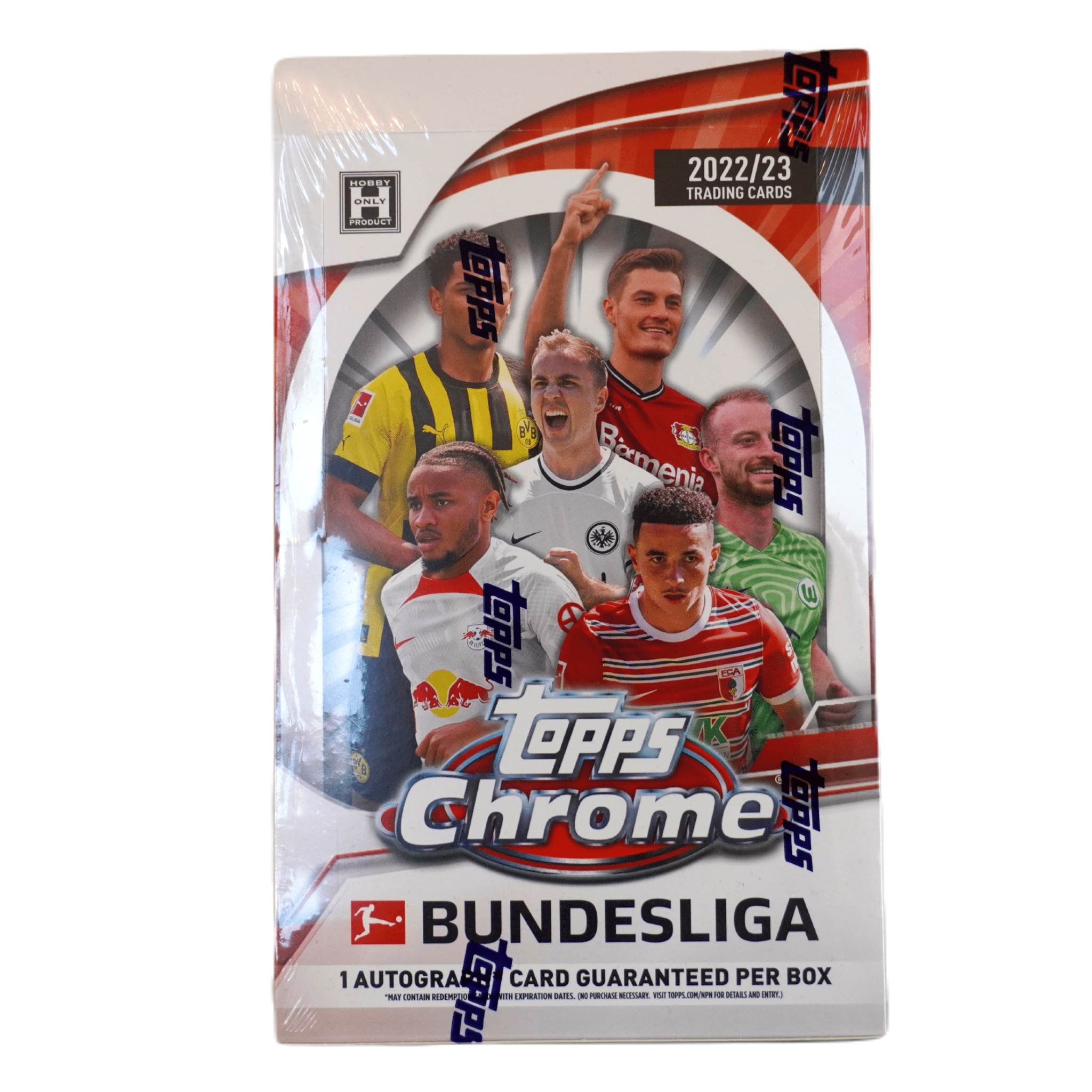 Topps Chrome Bundesliga 2022/23 Vorderseite – offizielle Fußballkarten-Box mit glänzenden Bundesliga Stars, exklusive Trading Card Edition für Sammler, Fans und Investoren
