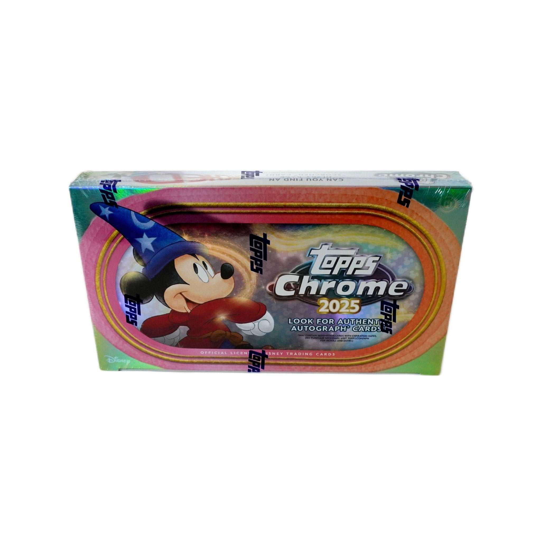 2025 Topps Chrome Disney Hobby Box – komplette Vorderansicht der original Trading Cards Box bei Habibicards kaufen