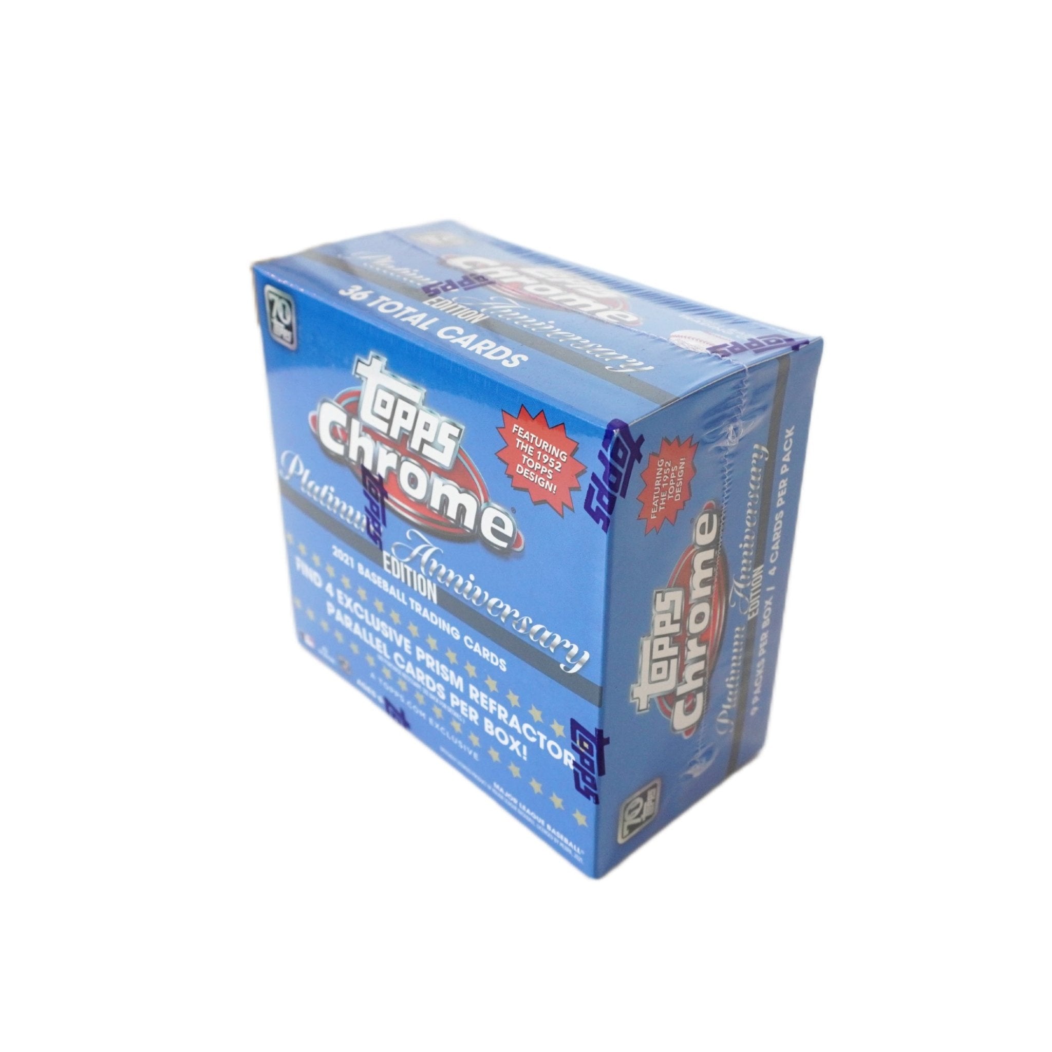 Topps Chrome Platinum Anniversary Baseball 2021 linke Seite – Mega Box mit Rookies, Retro-Design, Parallels, Refractors und offiziellen MLB Trading Cards kaufen bei Habibicards