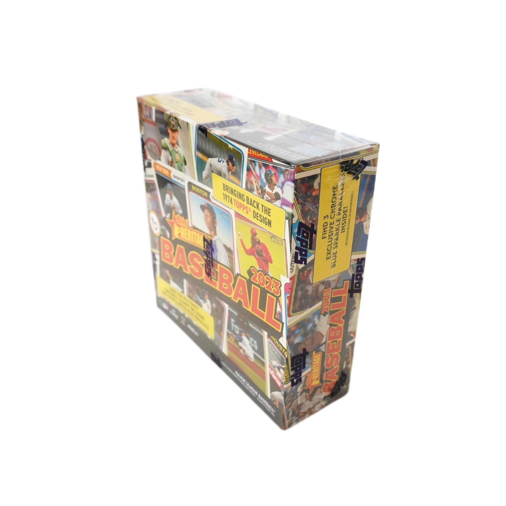 Topps Heritage Baseball Mega Box 2023 Rückseite – exklusive MLB Trading Cards mit Blue Parallels, Rookies, Autogrammen, Inserts und originalen Topps Sammelkarten kaufen bei Habibicards