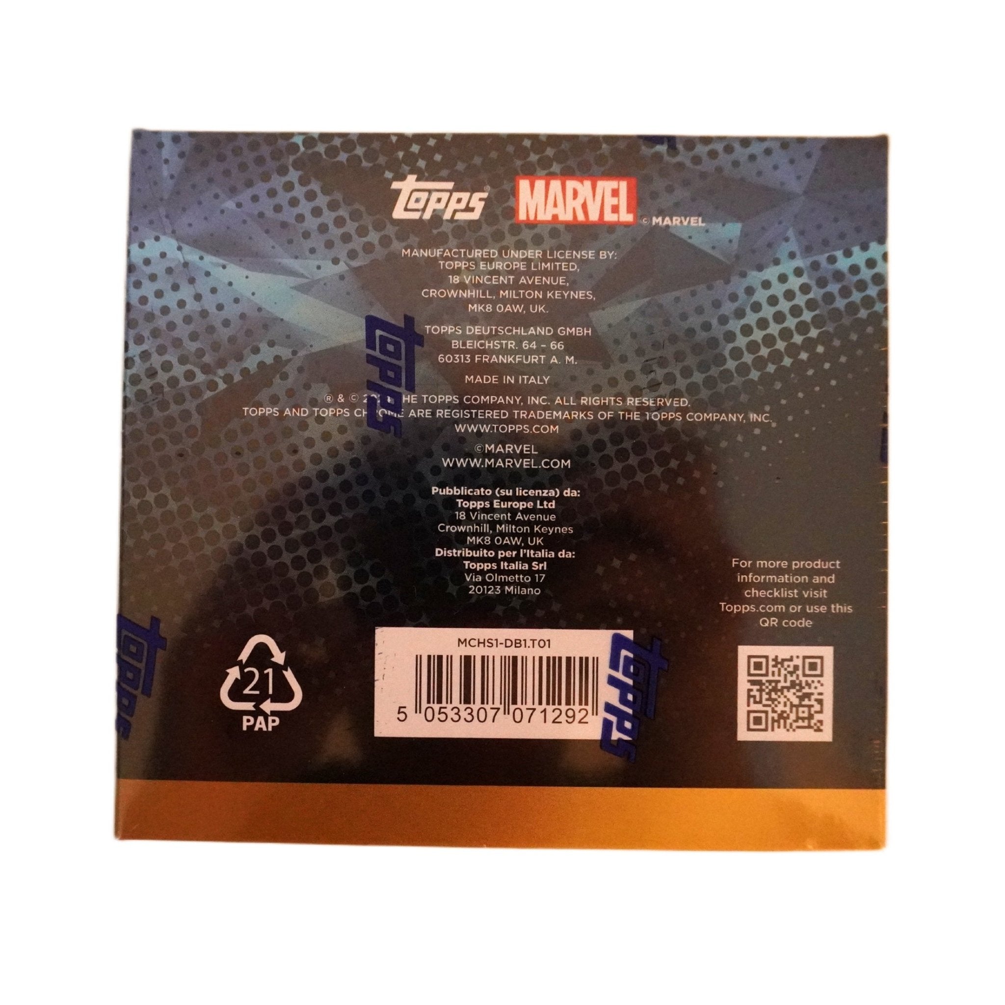 Topps Marvel Chrome Sapphire Edition 2024 linke Seite – Marvel Sapphire Trading Cards Box mit exklusiven Parallels, Inserts und Collectors Cards kaufen bei Habibicards
