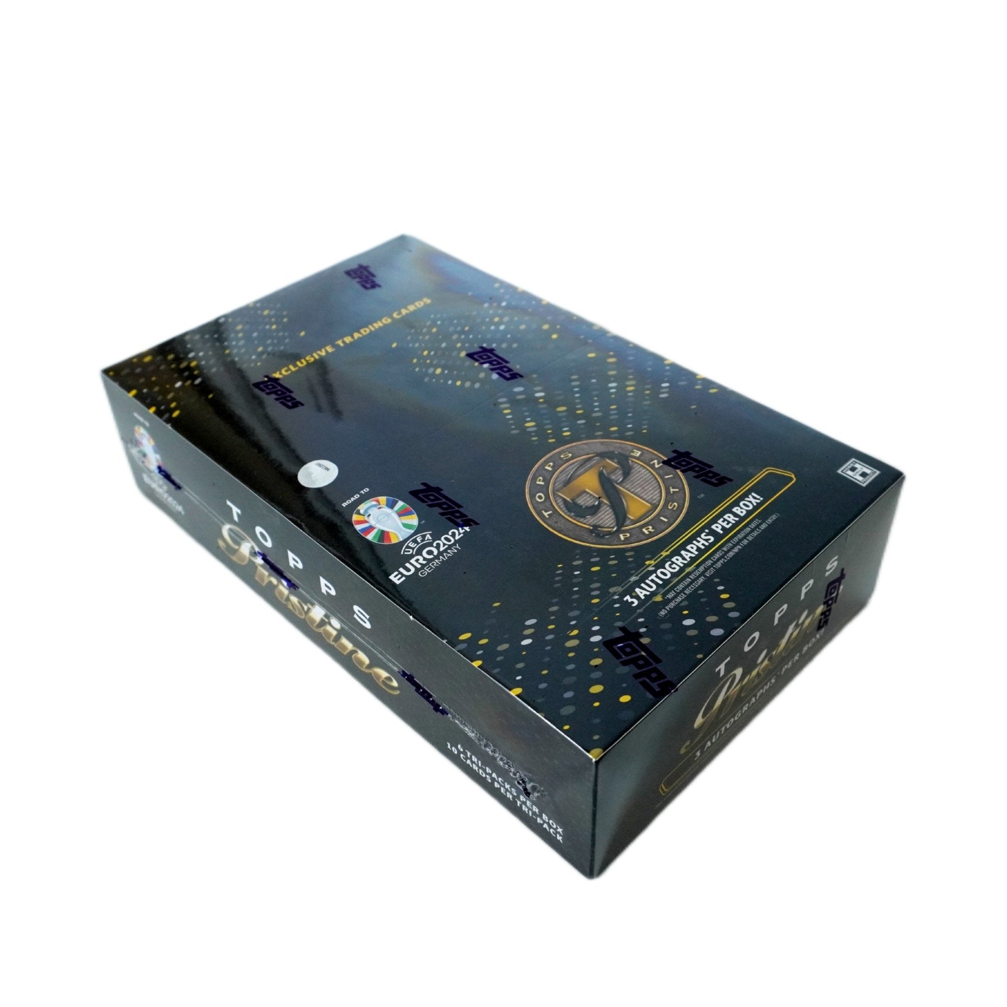 Topps Pristine Road to Euro 2024 Rückseite – detailreiche Informationen zur limitierten Sammelbox, offizielle Topps Premium-Karten zur EM 2024, exklusives Highlight für Sammler und TCG Fans