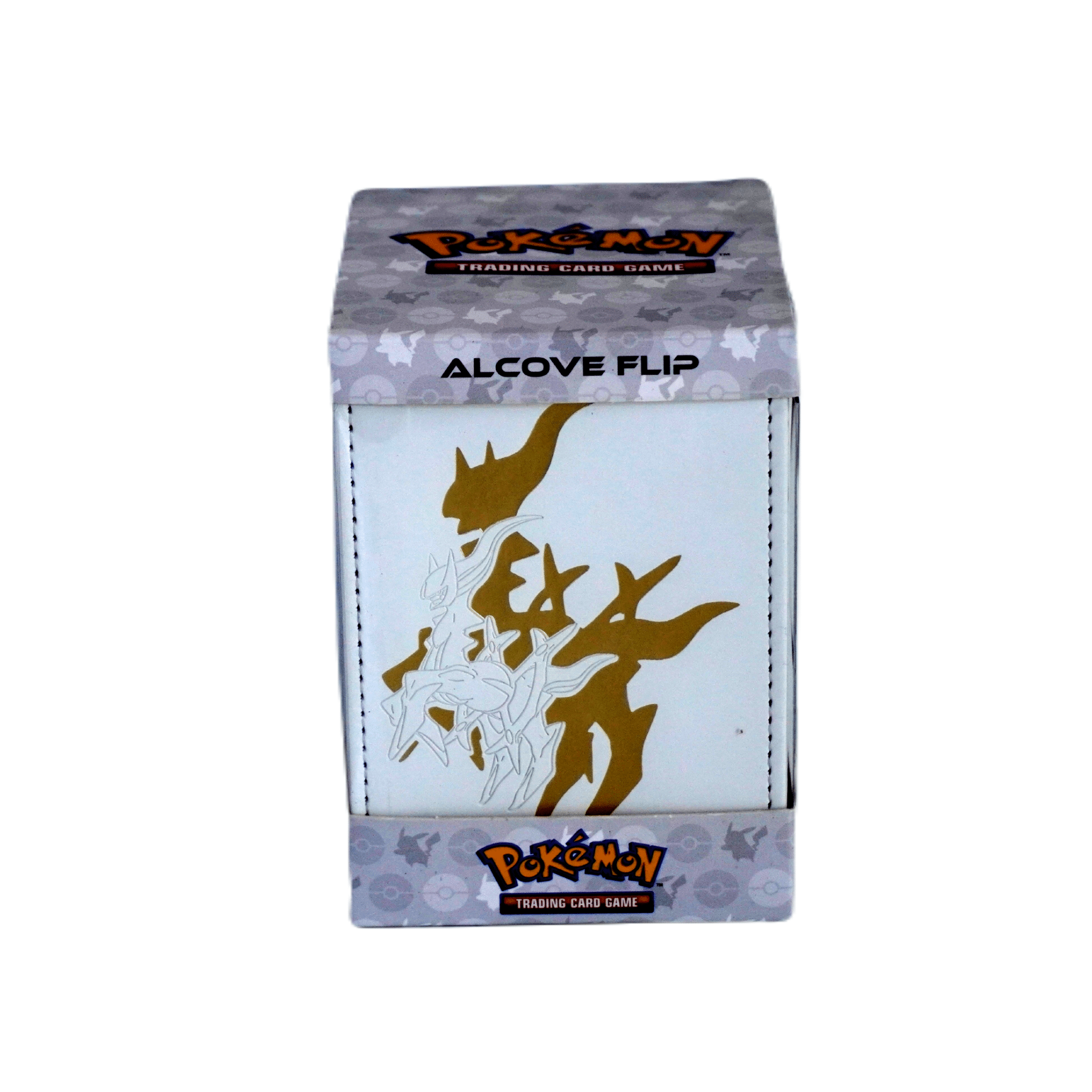 Ultra Pro Elite Series Arceus Alcove Flip Box Vorderansicht – Premium Pokémon Deckbox für bis zu 100 Karten, offizielles Ultra Pro TCG Zubehör mit Arceus Design, kaufen bei Habibicards