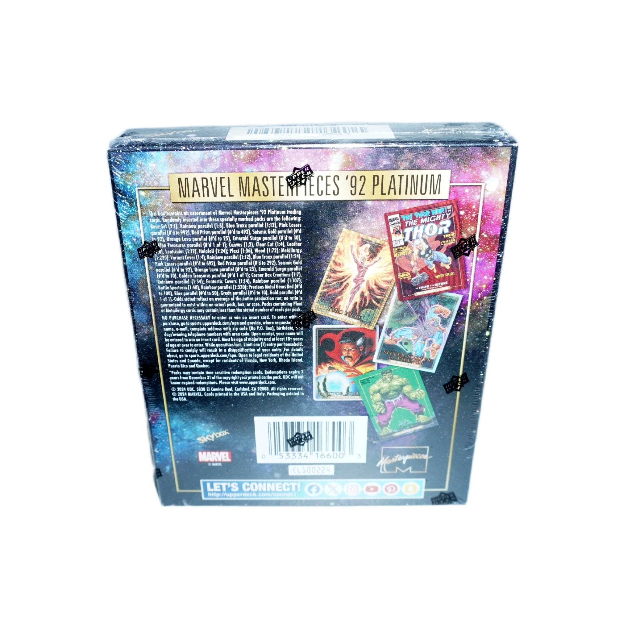 Upper Deck Marvel Masterpieces ’92 Platinum Hobby Box 2024 linke Seite – Marvel TCG mit legendären Artworks & exklusiven Sammelkarten kaufen bei Habibicards