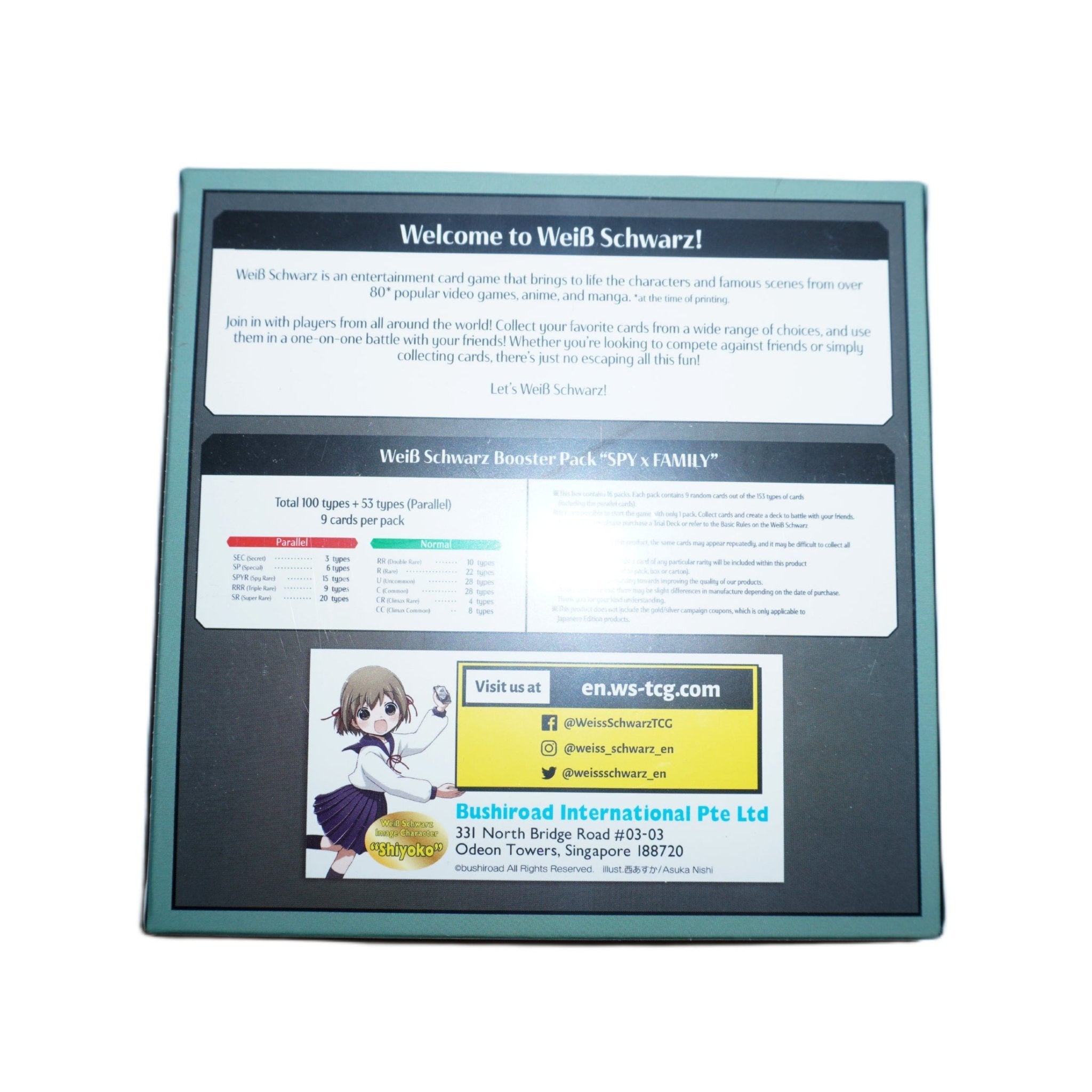 Weiß Schwarz Spy x Family Display ENG linke Seite – Anime-Display mit Boosterpacks, Trading Cards und exklusiven Sammlerkarten kaufen bei Habibicards