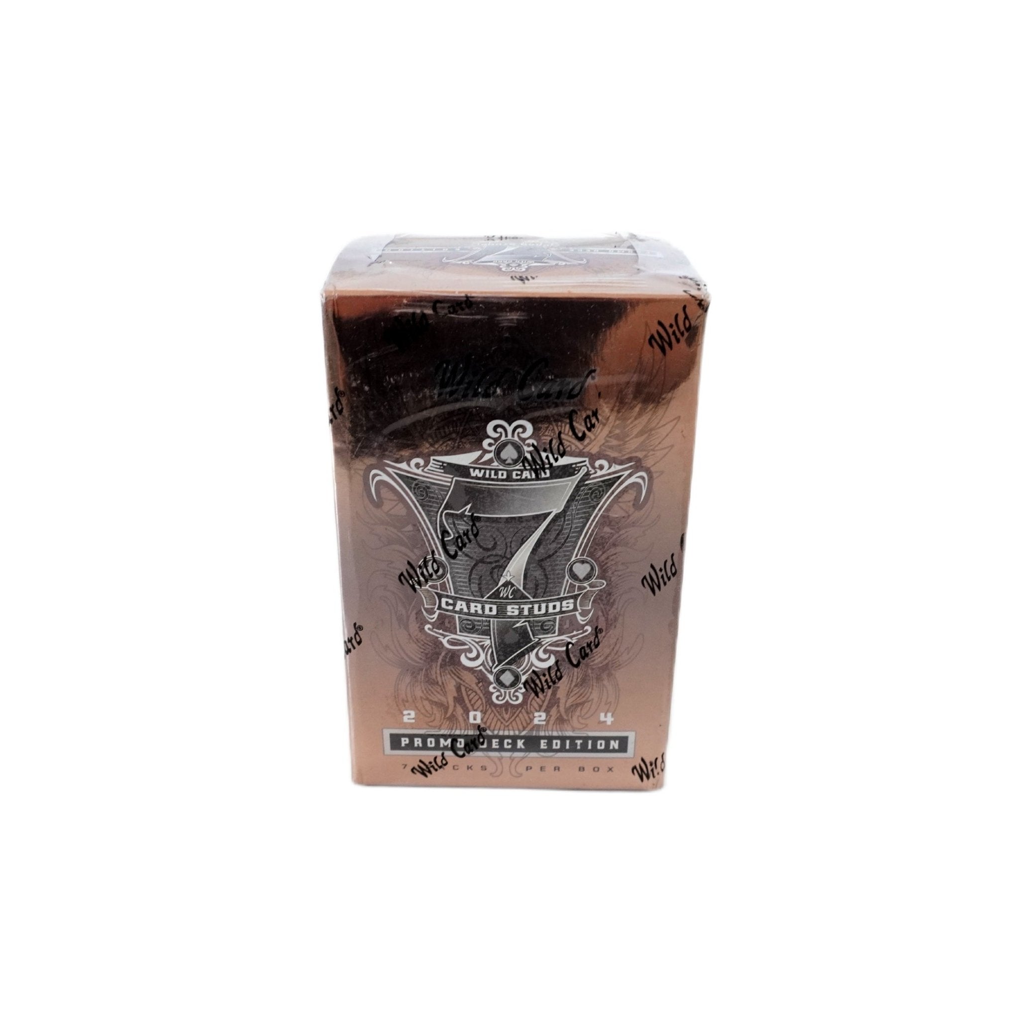 2024 Wild Card 7-Card Studs Metal Football Quarterback Edition Box Seitenansicht links – originale Wild Card NFL Trading Cards Box mit exklusiven QB-Sammelkarten, offizielles Metal TCG Display 2024 günstig online bestellen