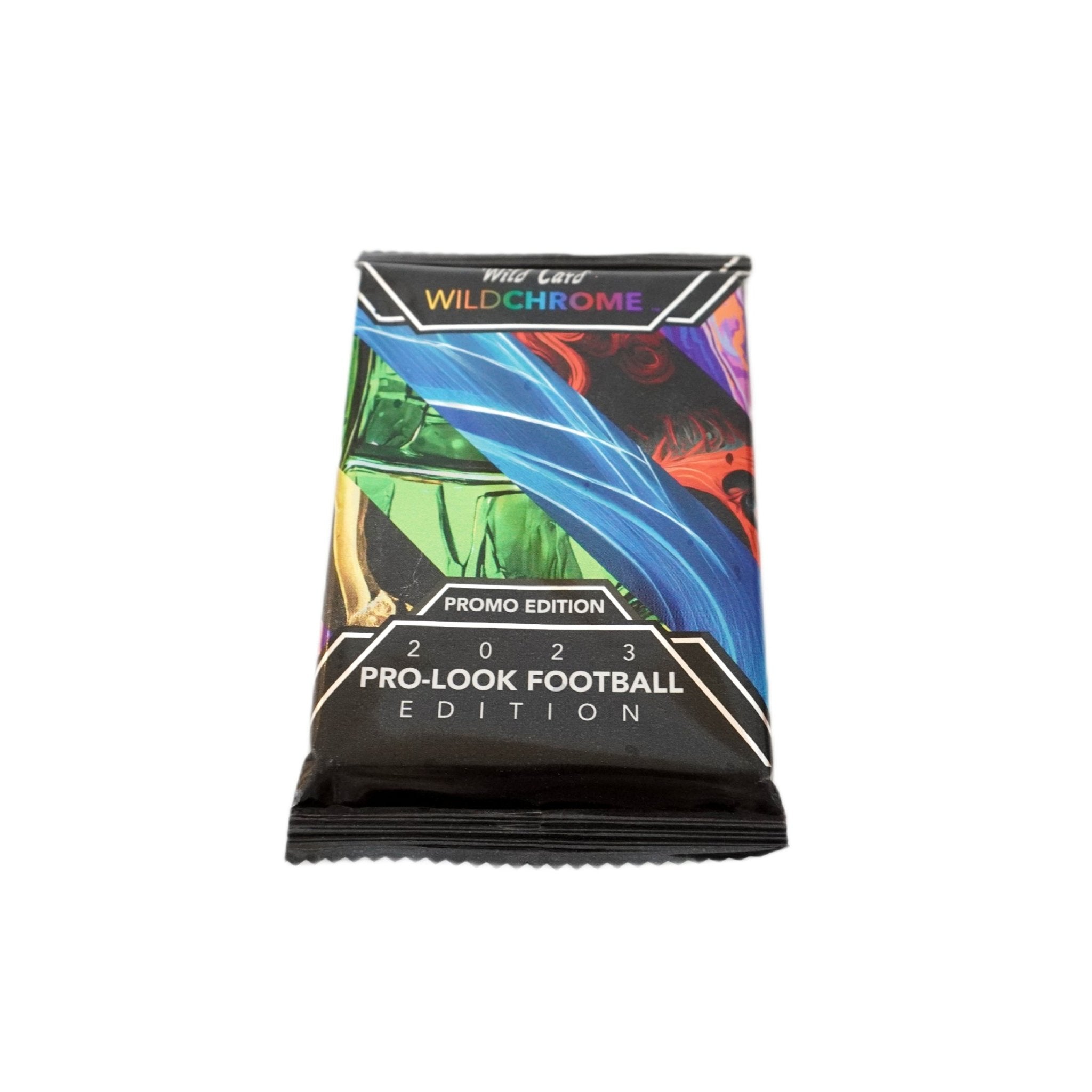 2023 Wild Card Wildchrome Pro Look Football Promo Pack Rückseite – detaillierte Übersicht aller enthaltenen Football Sammelkarten, offizielles Wild Card Wildchrome Pro Look Trading Cards Pack 2023 entdecken und online kaufen